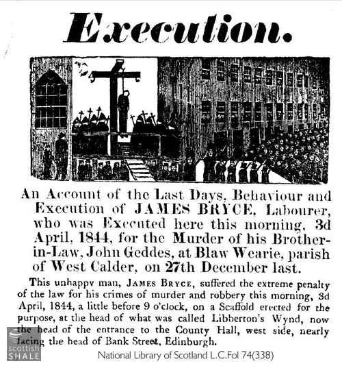 Extract of Broadside printed on the execution of James Bryce, from the collection of the National Library of Scotland.