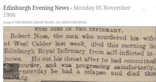 The "West Calder Murderer" dies.