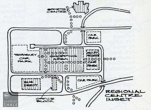 Sketch of the planned Regional Centre from the Livingston town map c.1975.