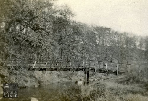 This photo c.1910 is thought to show the footbridge across the Breich water near Auchenhard.