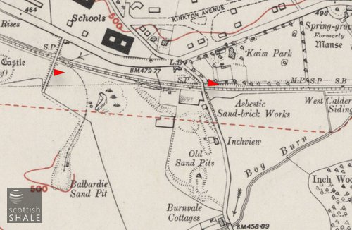 The probable locations of the two photographs. for 6" OS map c.1938 courtesy National Library of Scotland.