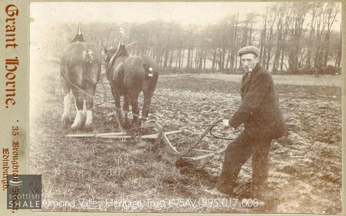 A wonderful photograph, passed to us along with the images of Leithhead mill, which might have been taken on Leithhead farm. This might even be Willie Arbuckle?