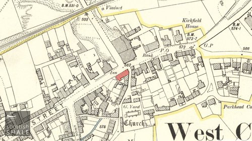 Location of A Mungle&#x27;s grocery, highlighted on the 25" OS map c.1895 (courtesy National Library of Scotland).