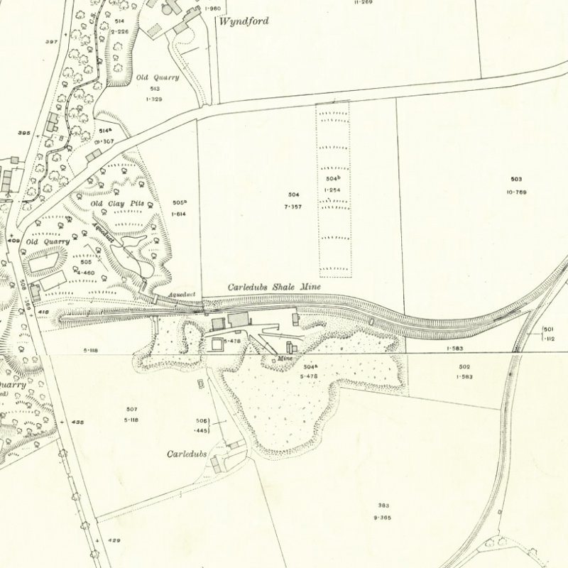 Carledubs Mine - 25" OS map c.1915, courtesy National Library of Scotland