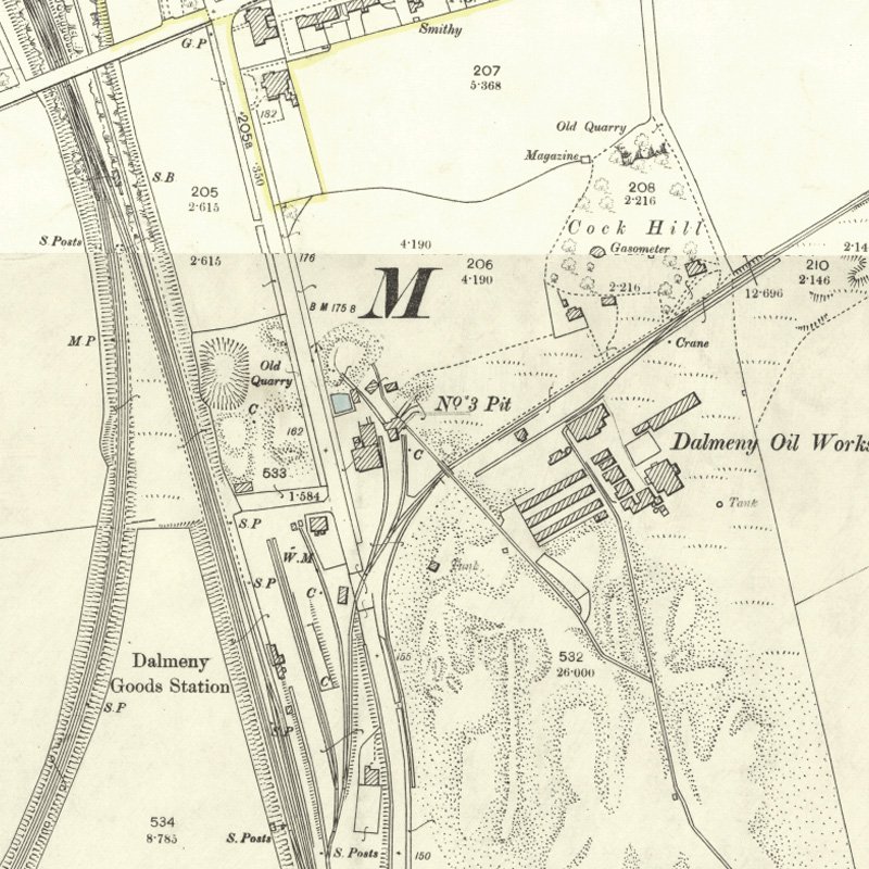 Dalmeny No.3 Pit - 25" OS map c.1896, courtesy National Library of Scotland