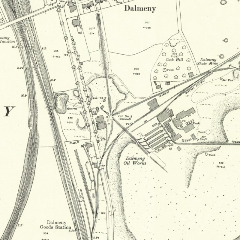 Dalmeny No.3 Pit - 25" OS map c.1916, courtesy National Library of Scotland