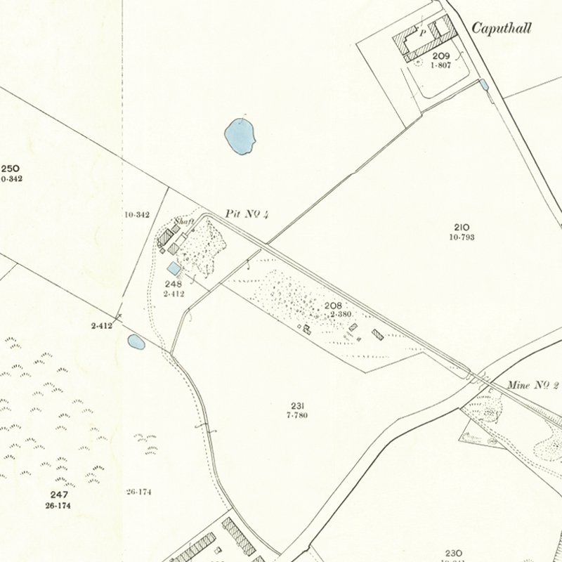 Deans (Caputhall) Mine - 25" OS map c.1895, courtesy National Library of Scotland