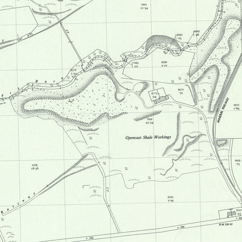 Greendykes North Mine - 1:2,500 OS map c.1955, courtesy National Library of Scotland