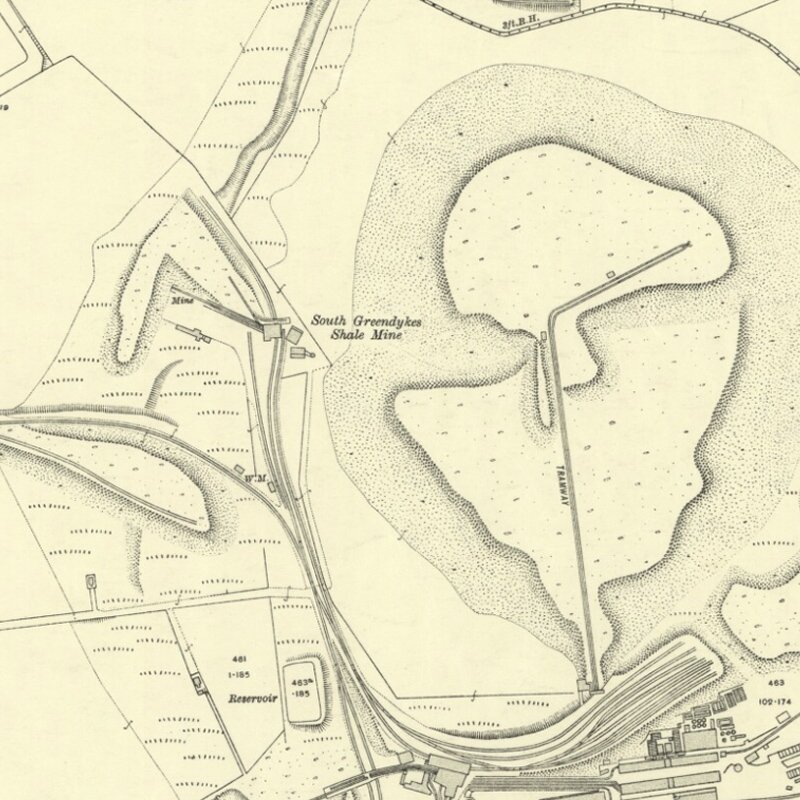 Greendykes South Mine - 25" OS map c.1916, courtesy National Library of Scotland