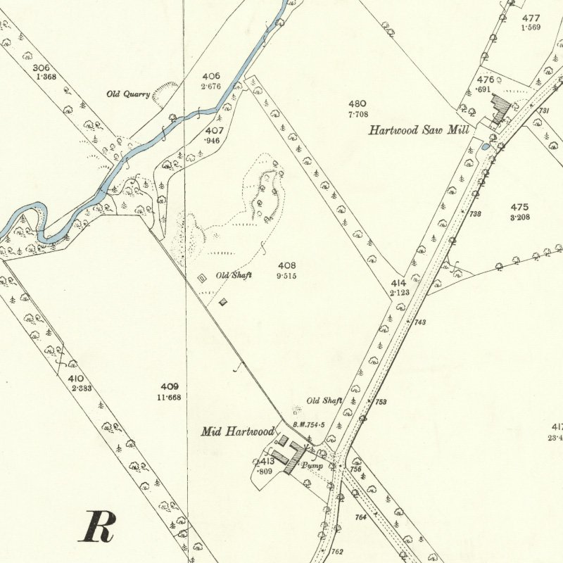 Hartwood Mine & Coal Pit - 25" OS map c.1895, courtesy National Library of Scotland