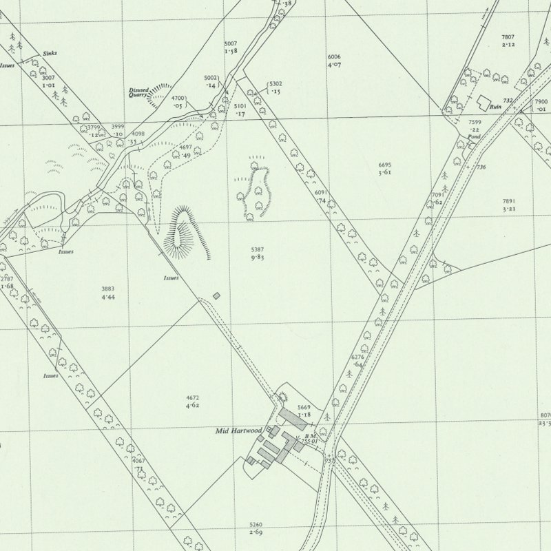 Hartwood Mine & Coal Pit - 1:2,500 OS map c.1958, courtesy National Library of Scotland