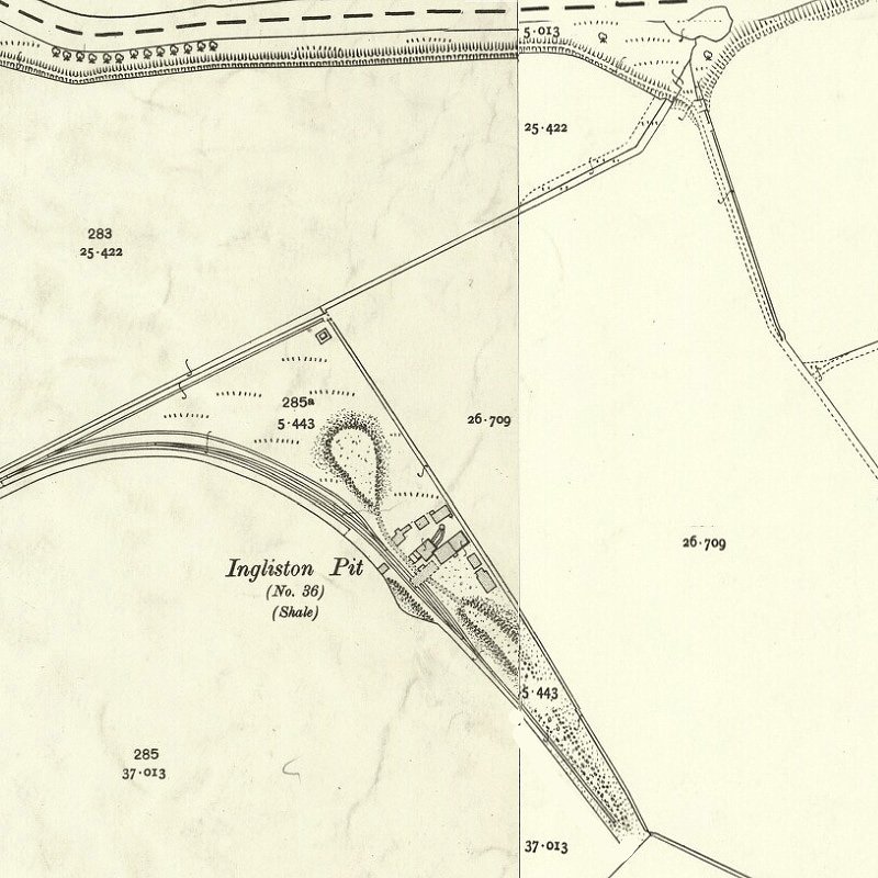 Ingliston No.36 & 37 Pits - 25" OS map c.1907, courtesy National Library of Scotland