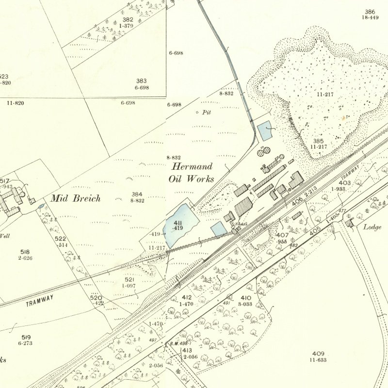 Mid Breich No.1 Mine - 25" OS map c.1896, courtesy National Library of Scotland