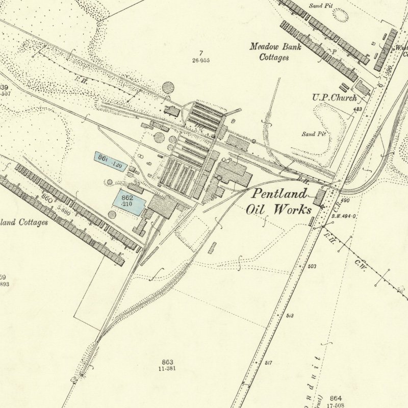 Pentland No.1 & 2 Mines - 25" OS map c.1894, courtesy National Library of Scotland