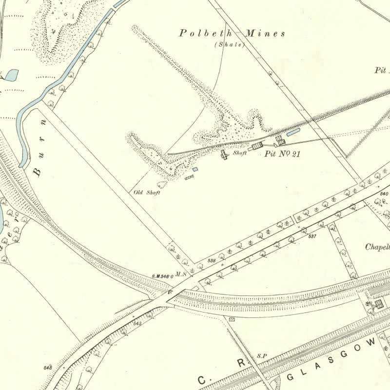 Polbeth No.21 Mine - 25" OS map c.1895, courtesy National Library of Scotland