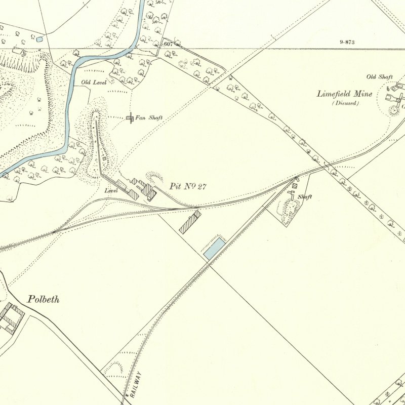 Polbeth No.27 Mine - 25" OS map c.1895, courtesy National Library of Scotland