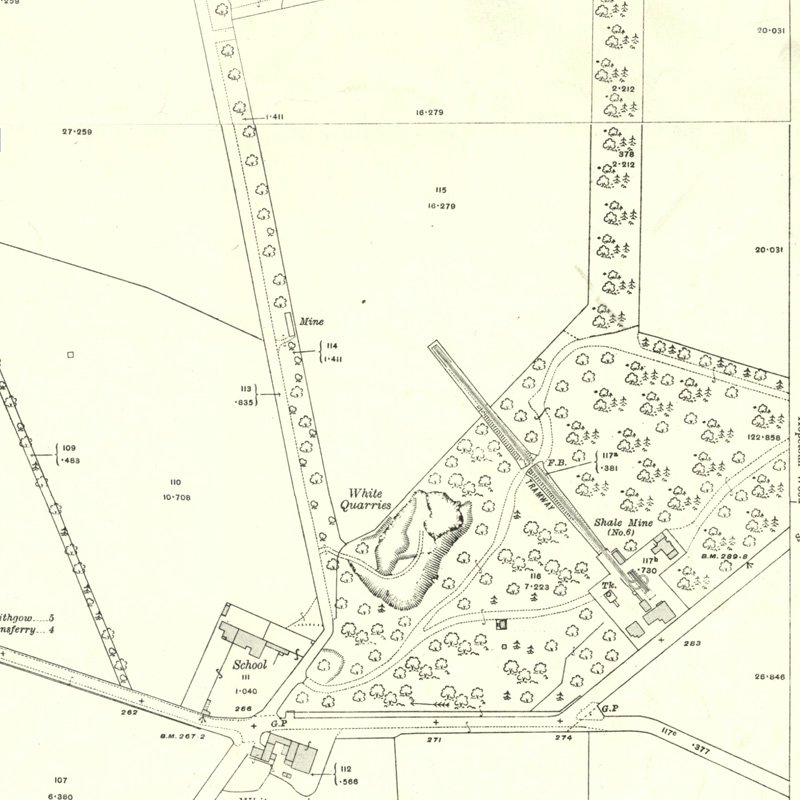 Philpstoun No.6 (Whitequarries) Mine - 25" OS map c.1916, courtesy National Library of Scotland
