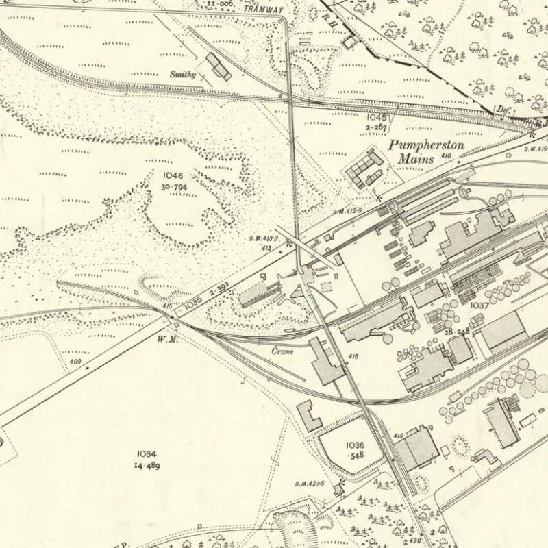 Pumpherston No.1 Mine - 25" OS map c.1907, courtesy National Library of Scotland
