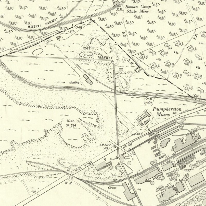 Pumpherston No.2 Mine - 25" OS map c.1907, courtesy National Library of Scotland