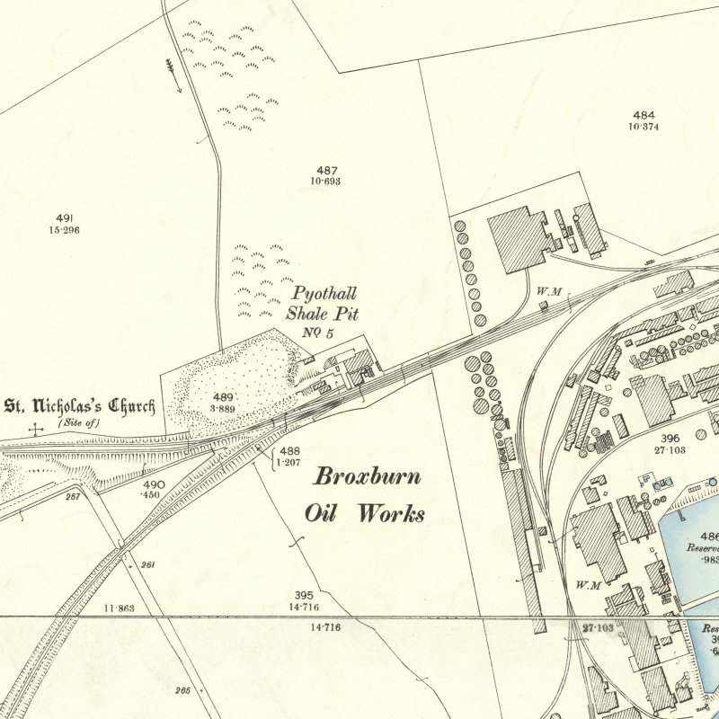 Pyothall No.5 Pit - 25" OS map c.1896, courtesy National Library of Scotland
