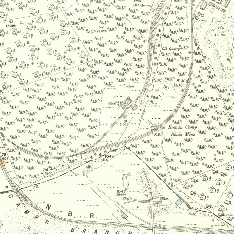 Roman Camp No.1 Mine - 25" OS map c.1895, courtesy National Library of Scotland