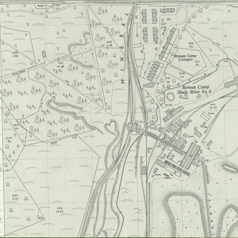 Roman Camp No.3 Mine - 1:2,500 OS map c.1955, courtesy National Library of Scotland