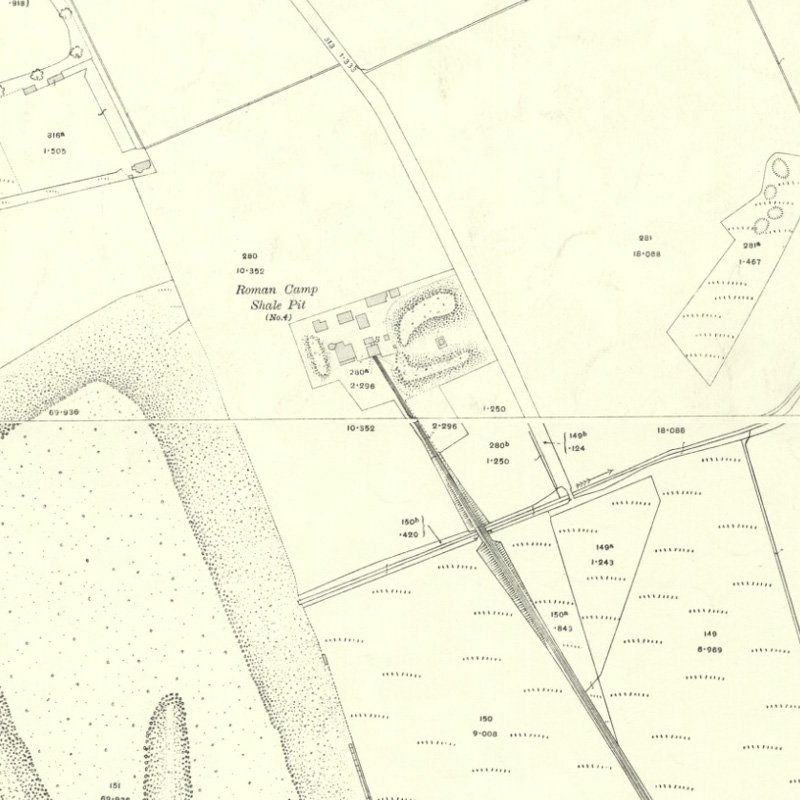 Roman Camp No.4 Pit - 25" OS map c.1916, courtesy National Library of Scotland