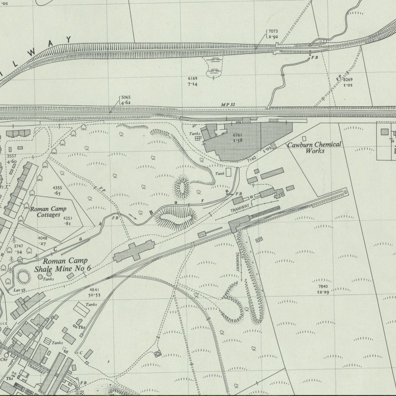 Roman Camp No.6 Mine - 1:2,500 OS map c.1955, courtesy National Library of Scotland