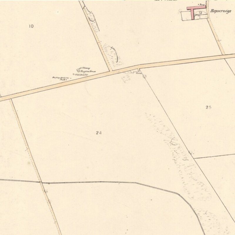 Strathbrock Collieries Site No.1 (Newbigging Pit?) - 25" OS map c.1856, courtesy National Library of Scotland