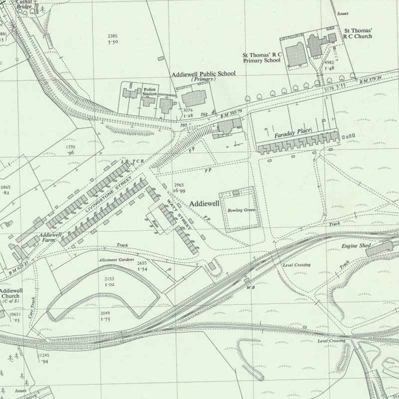 Addiewell Village, 1:2,500 OS map c.1959, courtesy National Library of Scotland