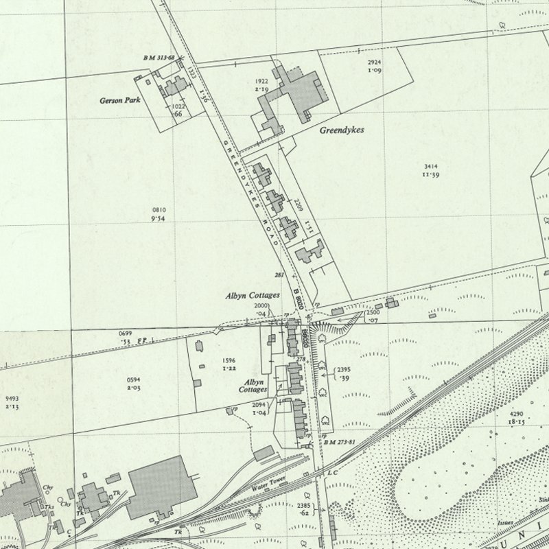 Albyn Cottages, Greendykes Road - 1:2,500 OS map c.1962, courtesy National Library of Scotland
