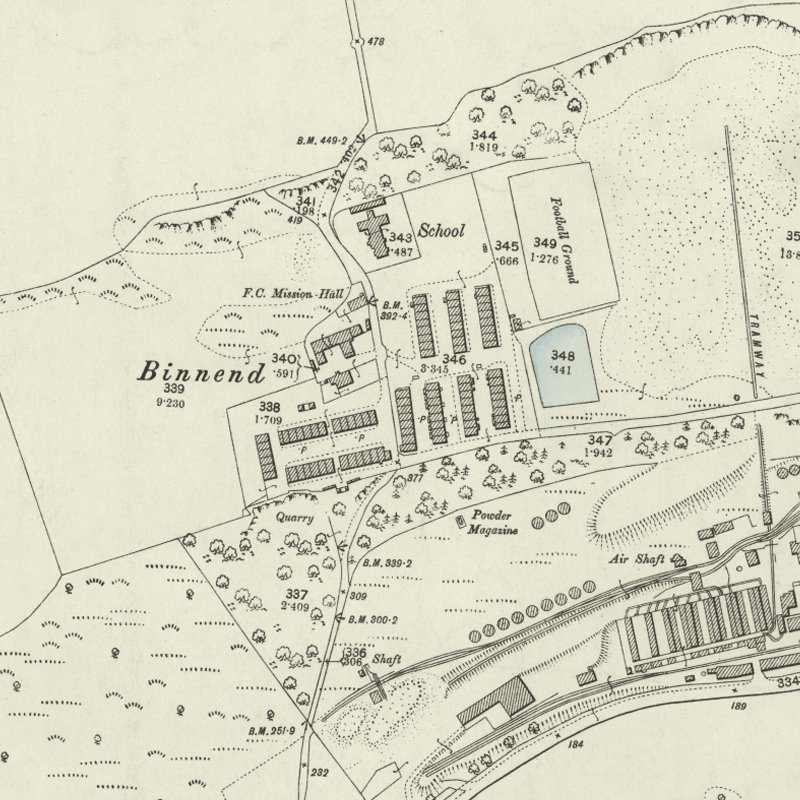 Binnend - High Village - 25" OS map c.1853, courtesy National Library of Scotland