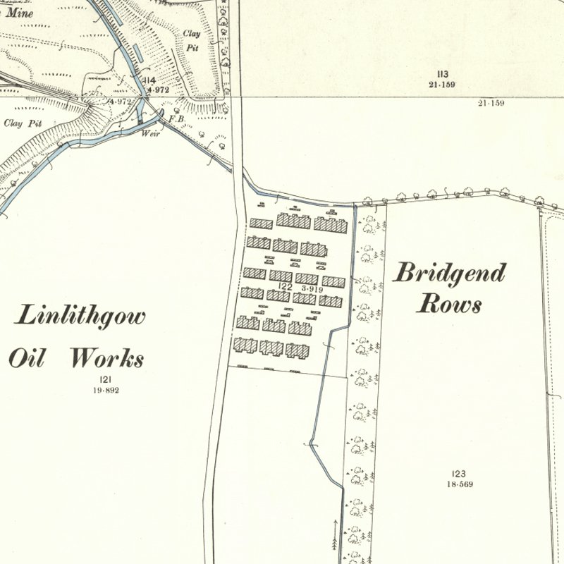 Bridgend Rows - 25" OS map c.1897, courtesy National Library of Scotland