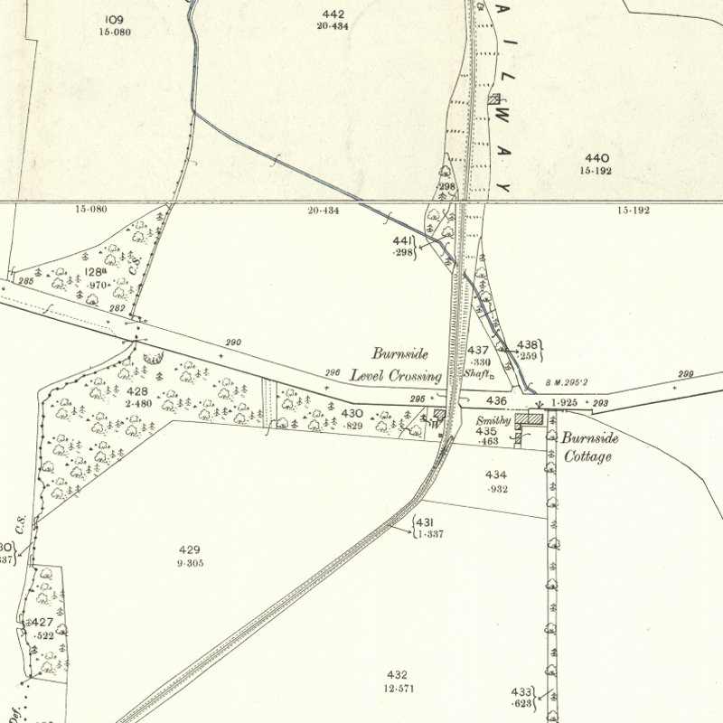 Burnside Cottages (Threemiletown) - 25" OS map c.1895, courtesy National Library of Scotland