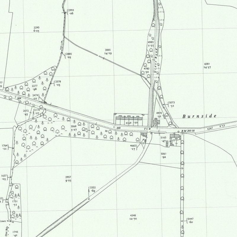 Burnside Cottages (Threemiletown) - 1:2,500" OS map c.1955, courtesy National Library of Scotland