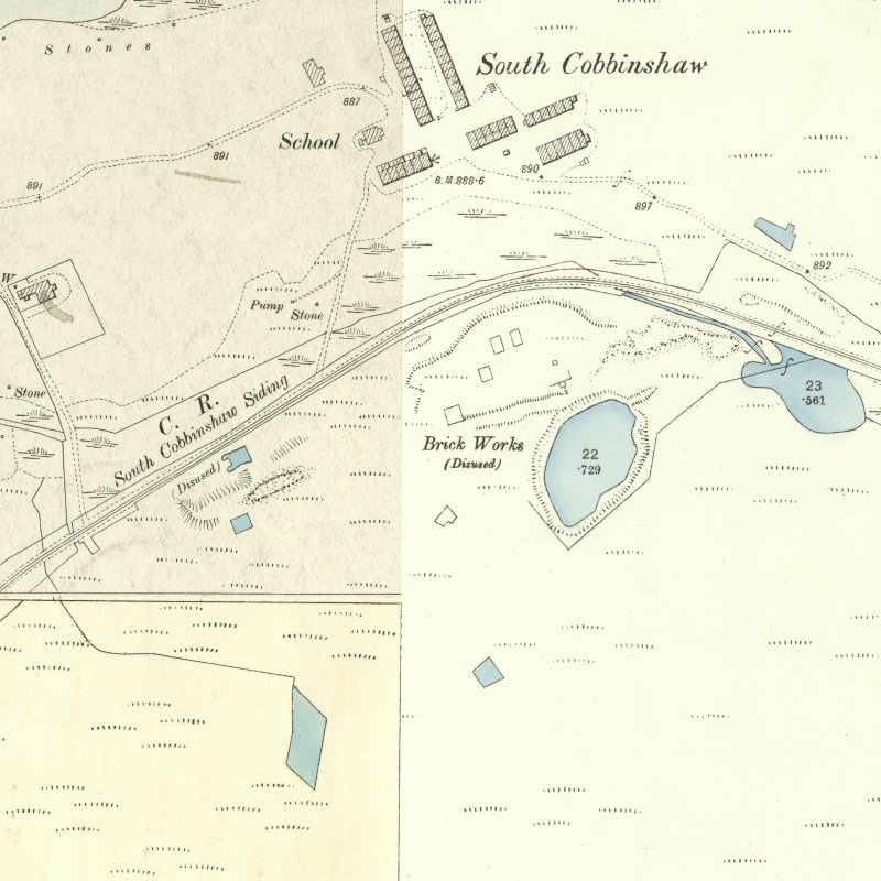 Cobbinshaw (South Village) - 25" OS map c.1895, courtesy National Library of Scotland