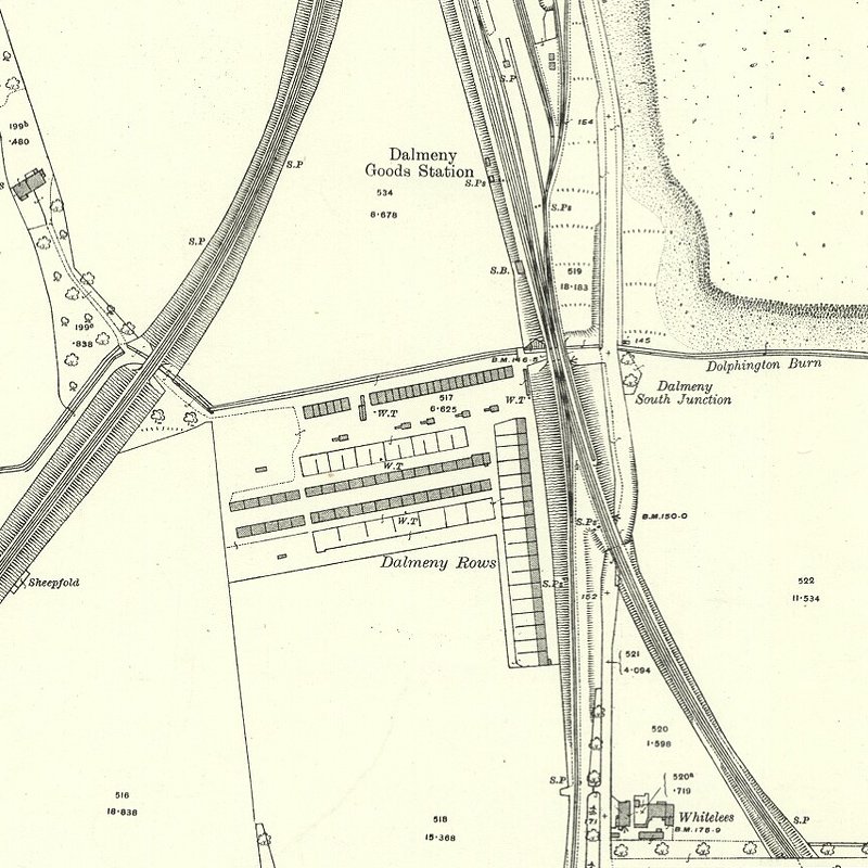 Dalmeny Rows - 25" OS map c.1916, courtesy National Library of Scotland