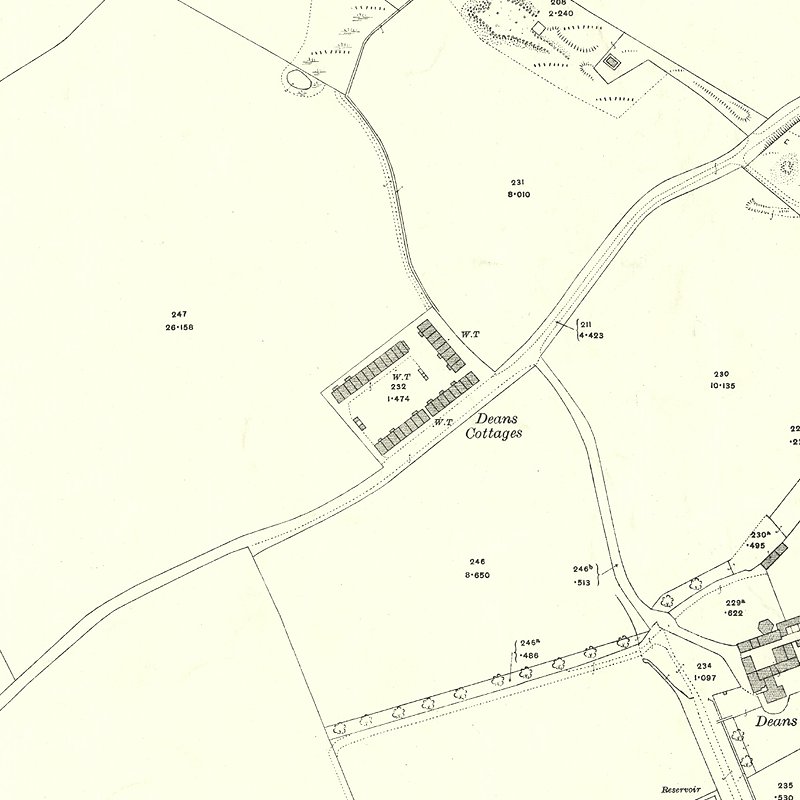 Deans Cottages - 25" OS map c.1916, courtesy National Library of Scotland