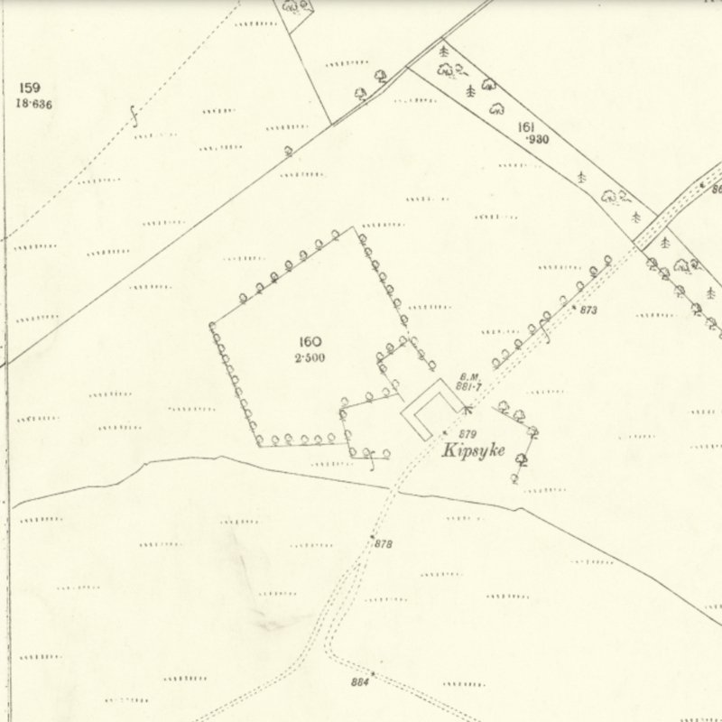 Kipsyke - 25" OS map c.1895, courtesy National Library of Scotland