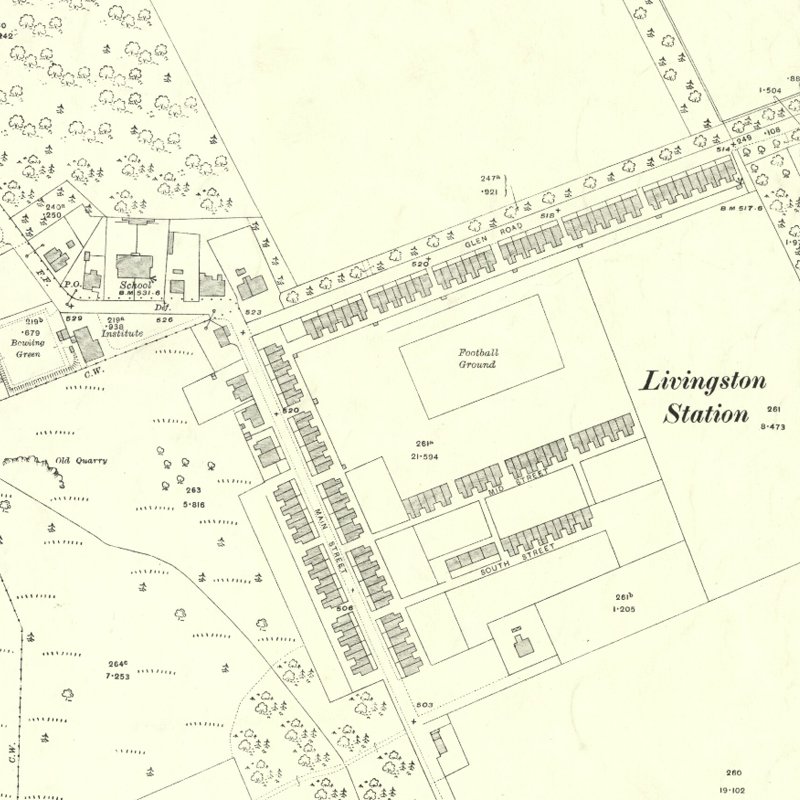 Livingston Station - 25" OS map c.1917, courtesy National Library of Scotland