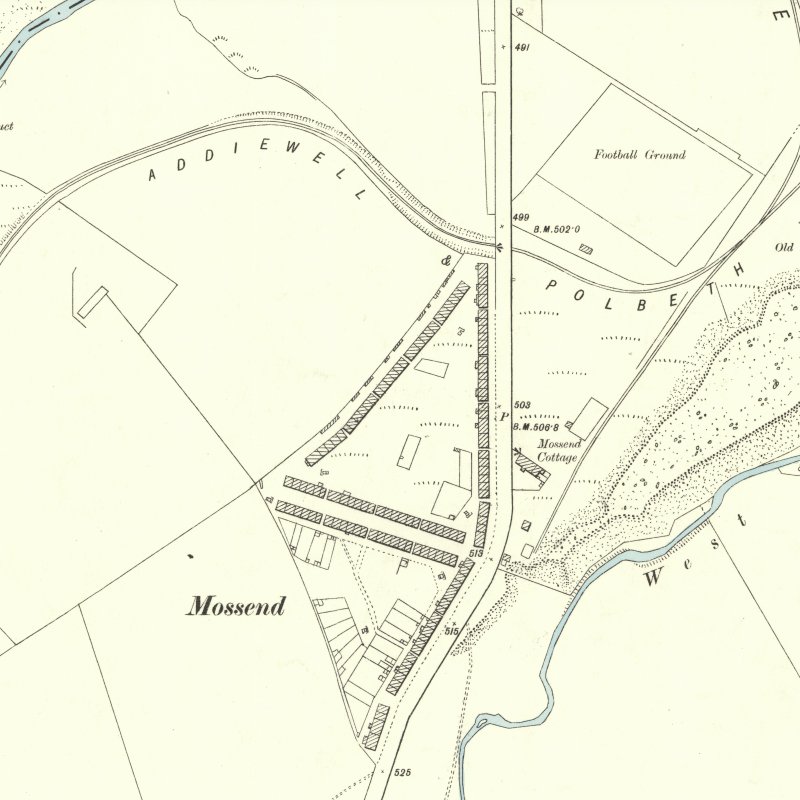 Mossend - 25" OS map c.1895, courtesy National Library of Scotland