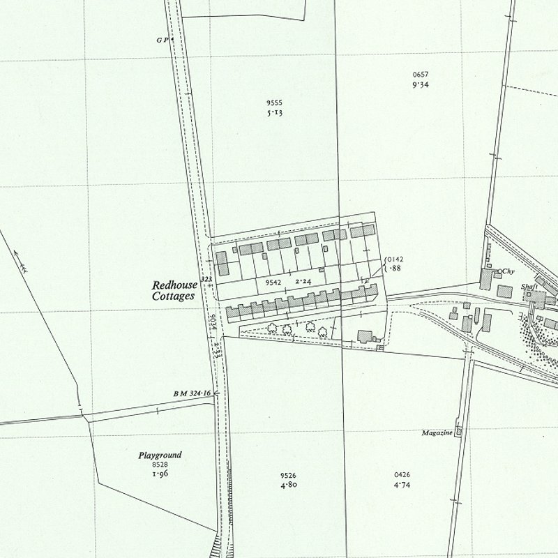 Redhouse Cottages - 1:2,500 OS map c.1955, courtesy National Library of Scotland