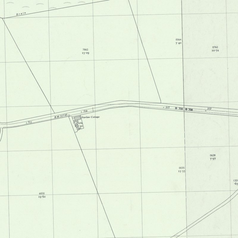 Starlaw Rows - 1:2,500 OS map c.1959, courtesy National Library of Scotland
