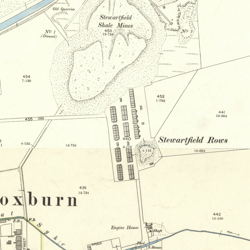 Stewartfield Rows - 25" OS map c.1896, courtesy National Library of Scotland