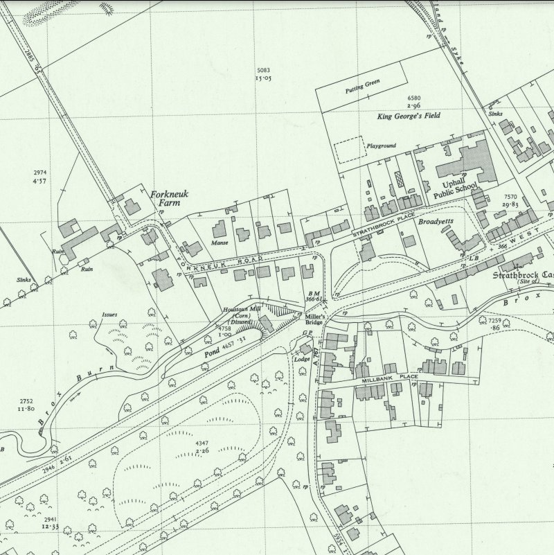 Forkneuk Rd (Uphall) - 1:2,500 OS map c.1954, courtesy National Library of Scotland