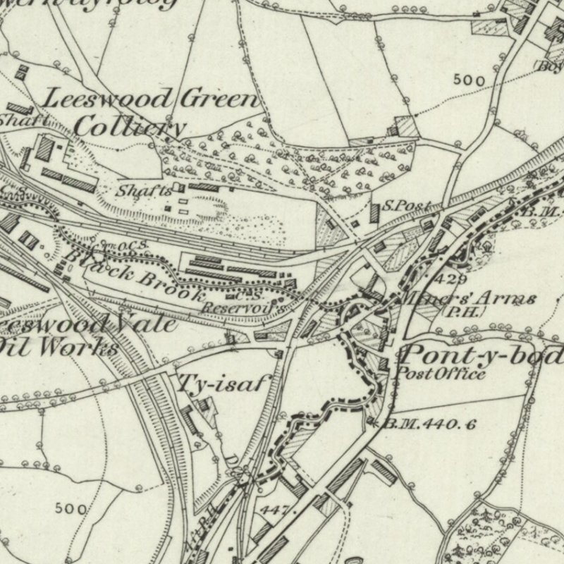 Pont-Y-Bodkin Oil Works - 6" OS map c.1872, courtesy National Library of Scotland