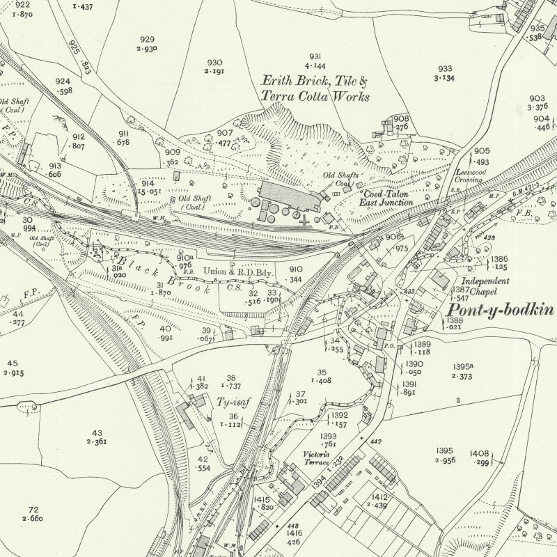 Pont-Y-Bodkin Oil Works - 25" OS map c.1912, courtesy National Library of Scotland