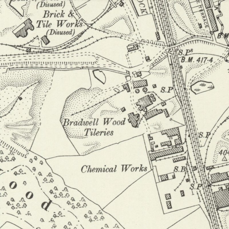 Bradwell Wood Oil Works, 6" OS map c.1898, courtesy National Library of Scotland