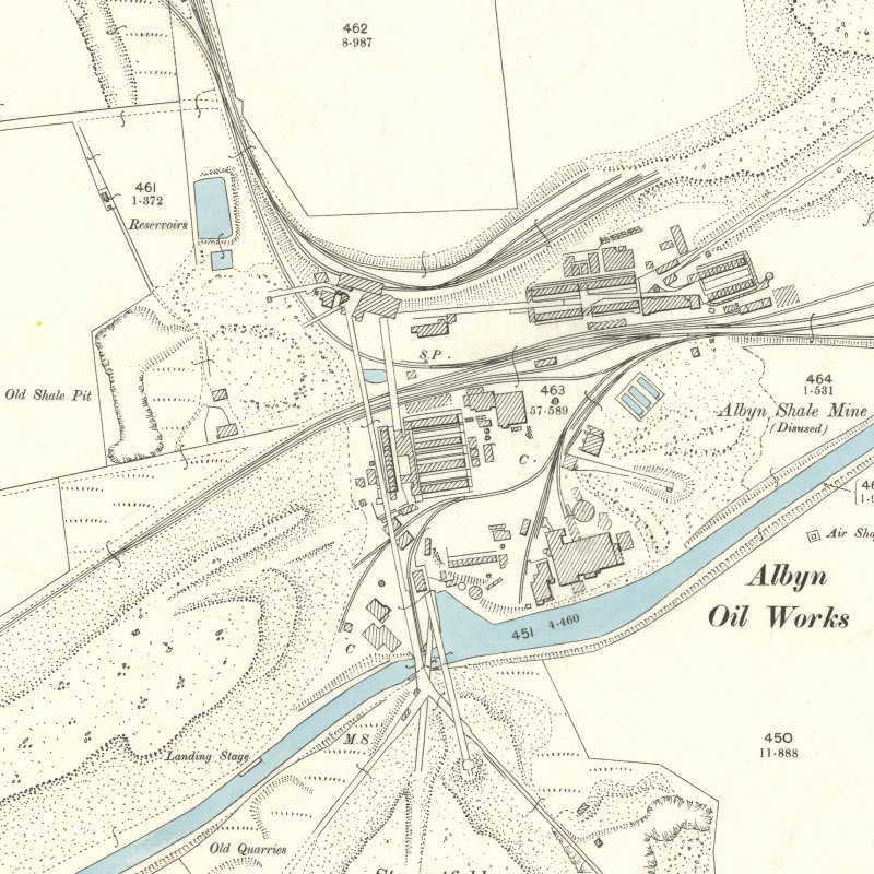 Broxburn: Albyn Oil Works - 25" OS map c.1895, courtesy National Library of Scotland