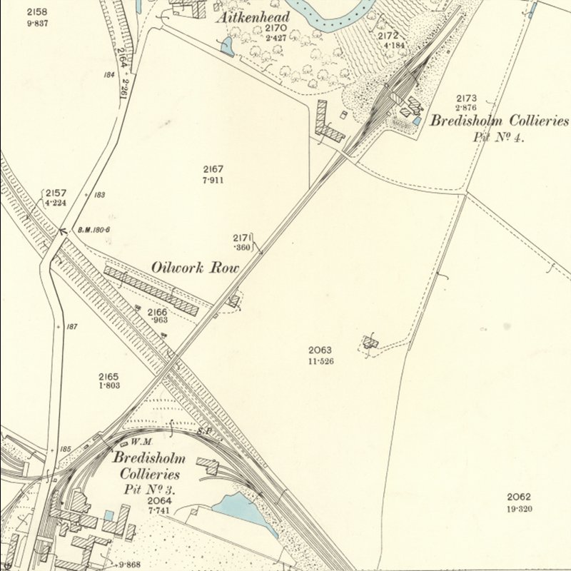 Bredisholm Oil Works - 25" OS map c.1897, courtesy National Library of Scotland